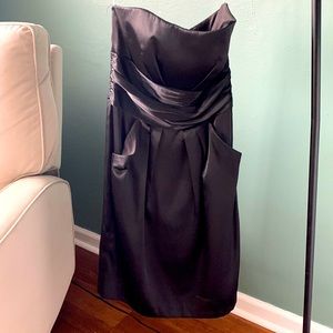 David’s Bridal Short Charmeuse Dress with Ruched Waist & Pocket